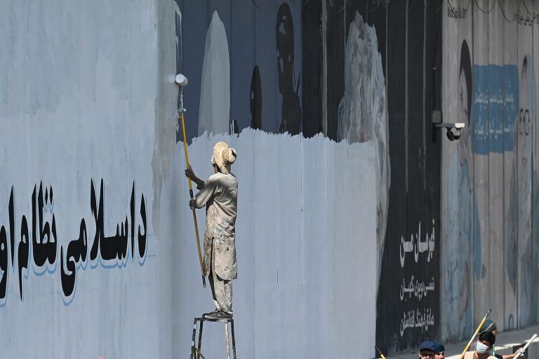 Taliban paint over Western murals in Kabul with ‘victory’ messages