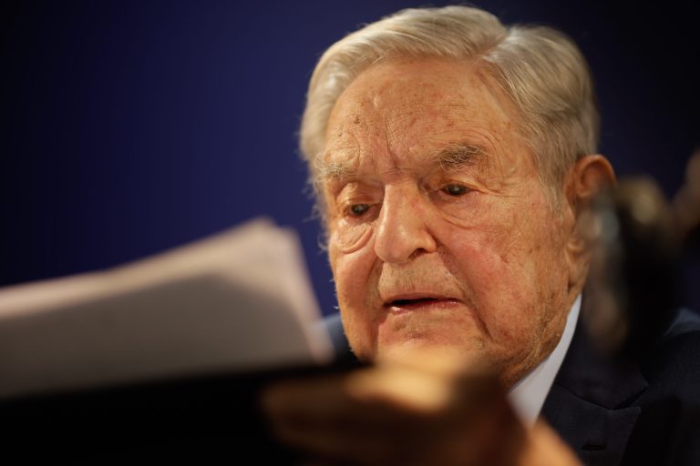 George Soros, billionaire and founder of Soros Fund Management LLC, speaks at an event on day two of the World Economic Forum in Davos, Switzerland, on Tuesday, May 24, 2022. 