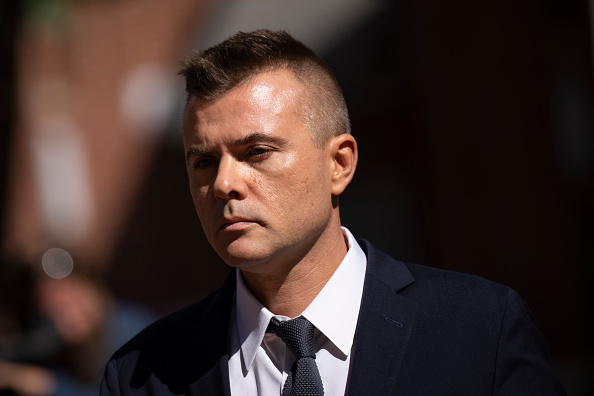 Russian analyst Igor Danchenko walks to the Albert V. Bryan U.S. Courthouse during a lunch break in his trial on October 11, 2022 in Alexandria, Virginia. 