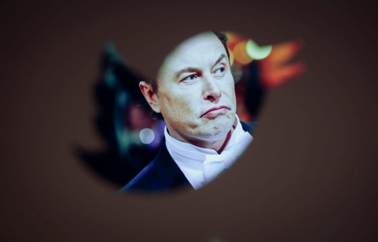 Elon Musk and a Twitter logo are seen in this illustration photo in Warsaw, Poland on 30 November, 2022.