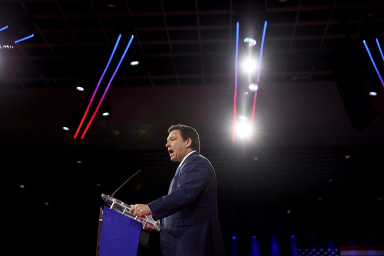 ORLANDO, FLORIDA - FEBRUARY 24: Florida Gov. Ron DeSantis speaks at the Conservative Political Action Conference (CPAC) at The Rosen Shingle Creek on February 24, 2022, in Orlando, Florida. CPAC, which began in 1974, is an annual political conference attended by conservative activists and elected officials. 