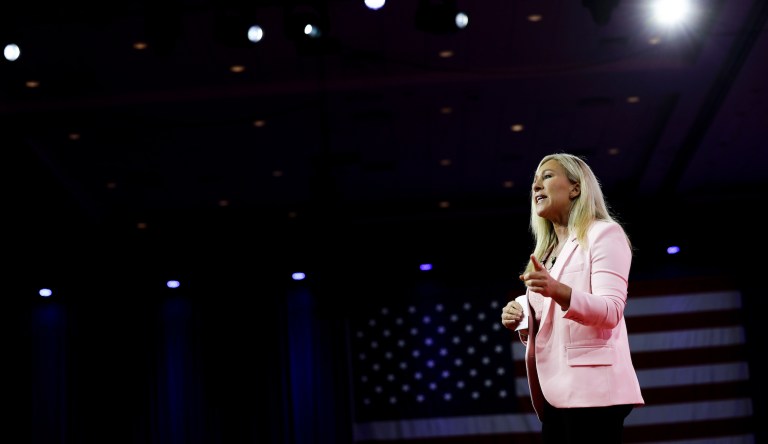 Rep. Marjorie Taylor Greene (R-GA) speaks during the annual Conservative Political Action Conference on March 03, 2023, in National Harbor, Maryland. 