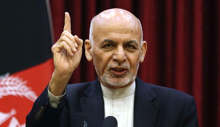 Afghan President Ashraf Ghani speaks during a news conference in presidential palace in Kabul, Afghanistan, Sunday, March, 1, 2020. Afghan President Ashraf Ghani said Sunday he wonât be releasing the 5,000 prisoners the Taliban say must be freed before intra-Afghan negotiations can begin.