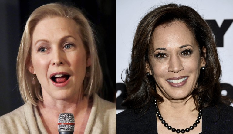 Sens. Kirsten Gillibrand and Kamala Harris are pictured.