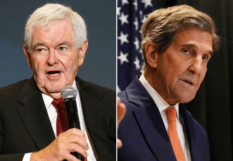 Former Speaker of the House Newt Gingrich (left) and United States climate envoy John Kerry.