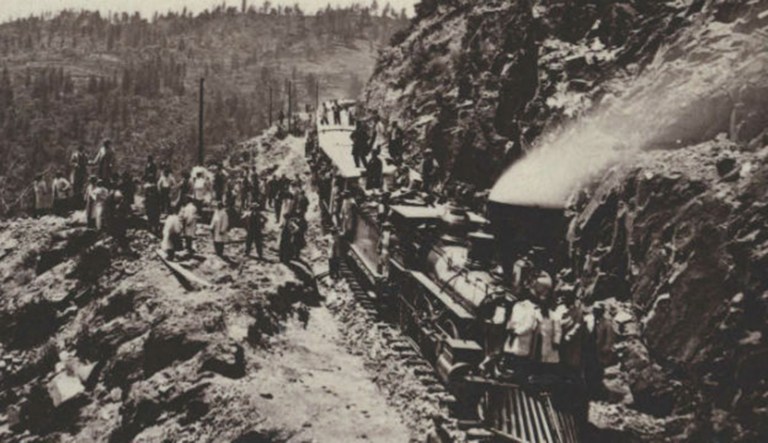 Chinese immigrants working on the Transcontinental Railroad. 