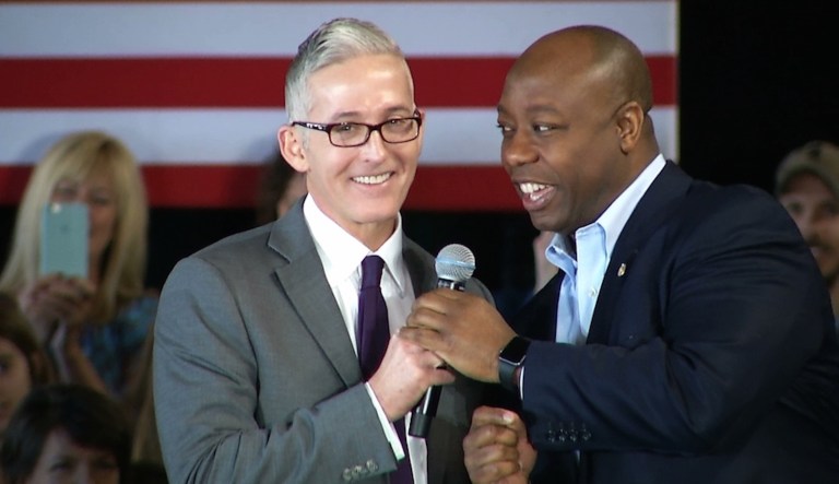 Rep. Trey Gowdy, R-S.C., and Sen. Tim Scott, R-S.C., campaign for Republican presidential candidate Sen. Marco Rubio, R-Fla., in Greenville, S.C., on Thursday, Feb. 18, 2016.