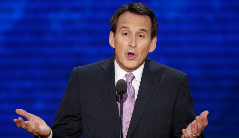 Former Minnesota Gov. Tim Pawlenty addresses the Republican National Convention in Tampa, Fla., on Aug. 29, 2012.