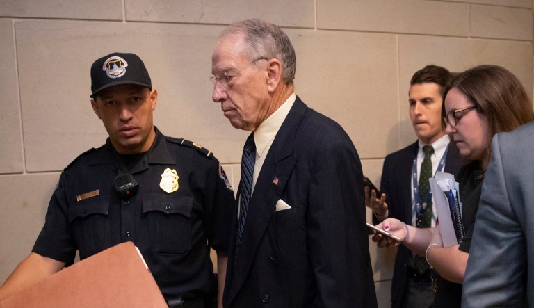 Senate Judiciary Committee Chairman Chuck Grassley, R-Iowa, arrives to review the FBI report on Brett Kavanaugh's nomination to the Supreme Court, at the Capitol in Washington, Thursday, Oct. 4, 2018.