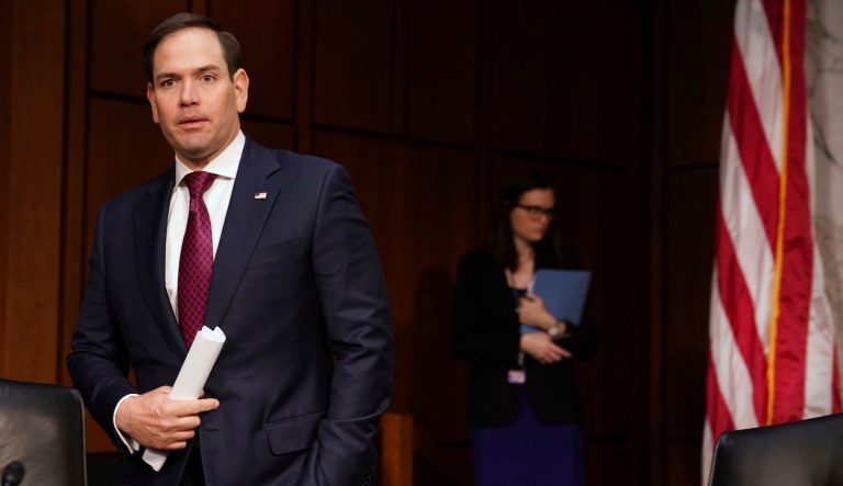 Sen. Marco Rubio, R-Fla., arrives to testify at a Senate Judiciary Committee hearing on March 14, 2018, on Capitol Hill.