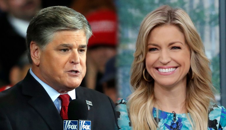 Sean Hannity (left) and Ainsley Earhardt (right) are seen.