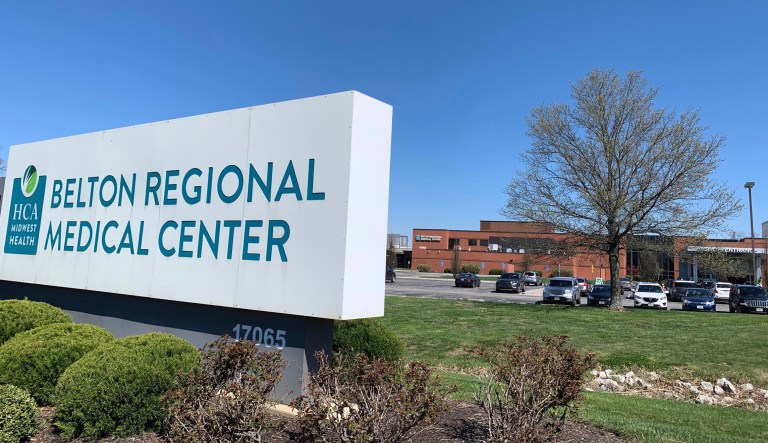 FILE - This April 2020 file photo shows the Belton Regional Medical Center in Belton, Mo. A Missouri man who was planning to bomb a Kansas City-area hospital killed himself in March as FBI agents served a probable cause arrest warrant, the FBI said Friday, May 15, 2020. An autopsy determined that FBI agents shot Timothy Wilson, 36, of Raymore, Missouri, in the upper and lower extremities on March 24 on a street in Belton, Missouri, but that his cause of death was a self-inflicted wound to the head, the agency said.