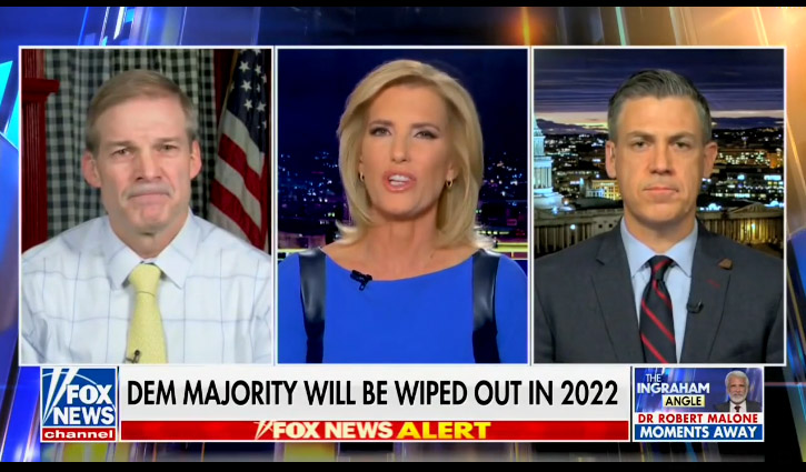 Reps. Jim Jordan and Jim Banks with Fox News host Laura Ingraham.