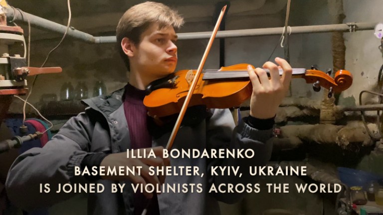 WATCH: Violinist performs in bomb shelter to raise money for Ukraine