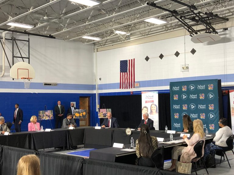 Vice President Mike Pence cheered school choice at an event in Wisconsin.