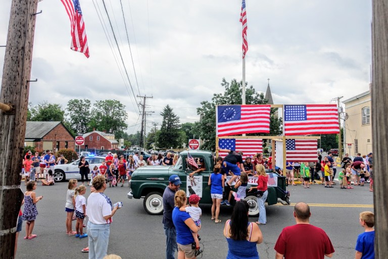 Flags play a big role in the Purcellville, Virginia, Fourth of July parades.