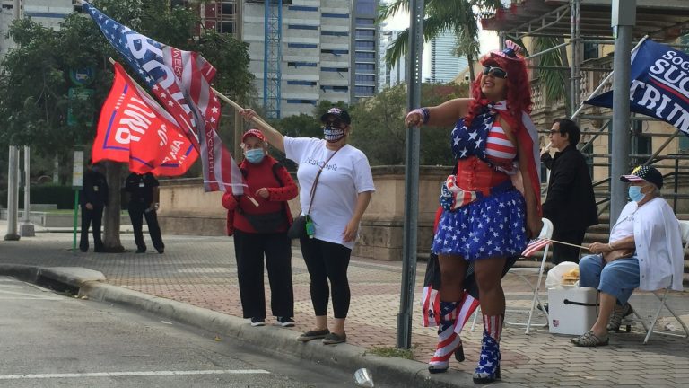 Trump supporters rally in Miami, decrying election fraud and thanking the president for his four years in office Jan. 16, 2021.