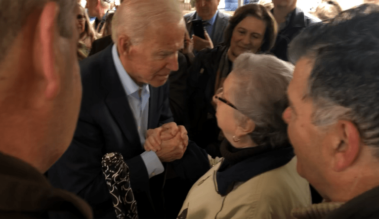 Joe Biden greets supporters in New Hampshire.