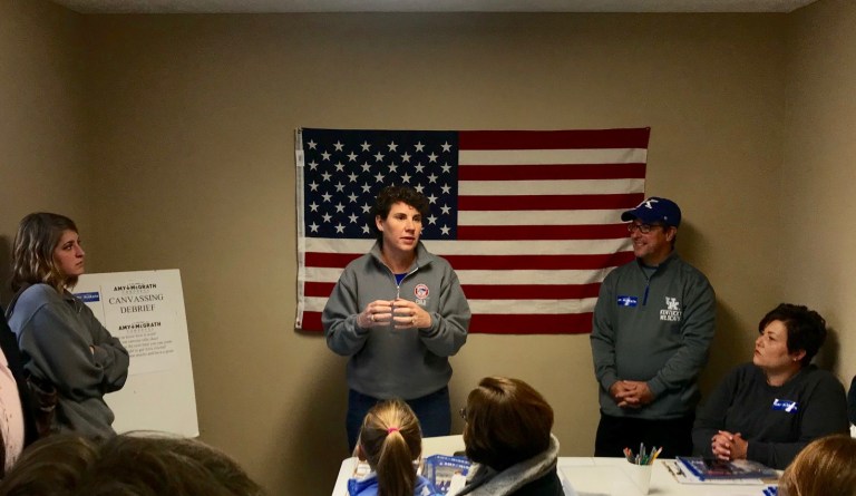 McGrath speaks to supporters in Versailles, Ky. 