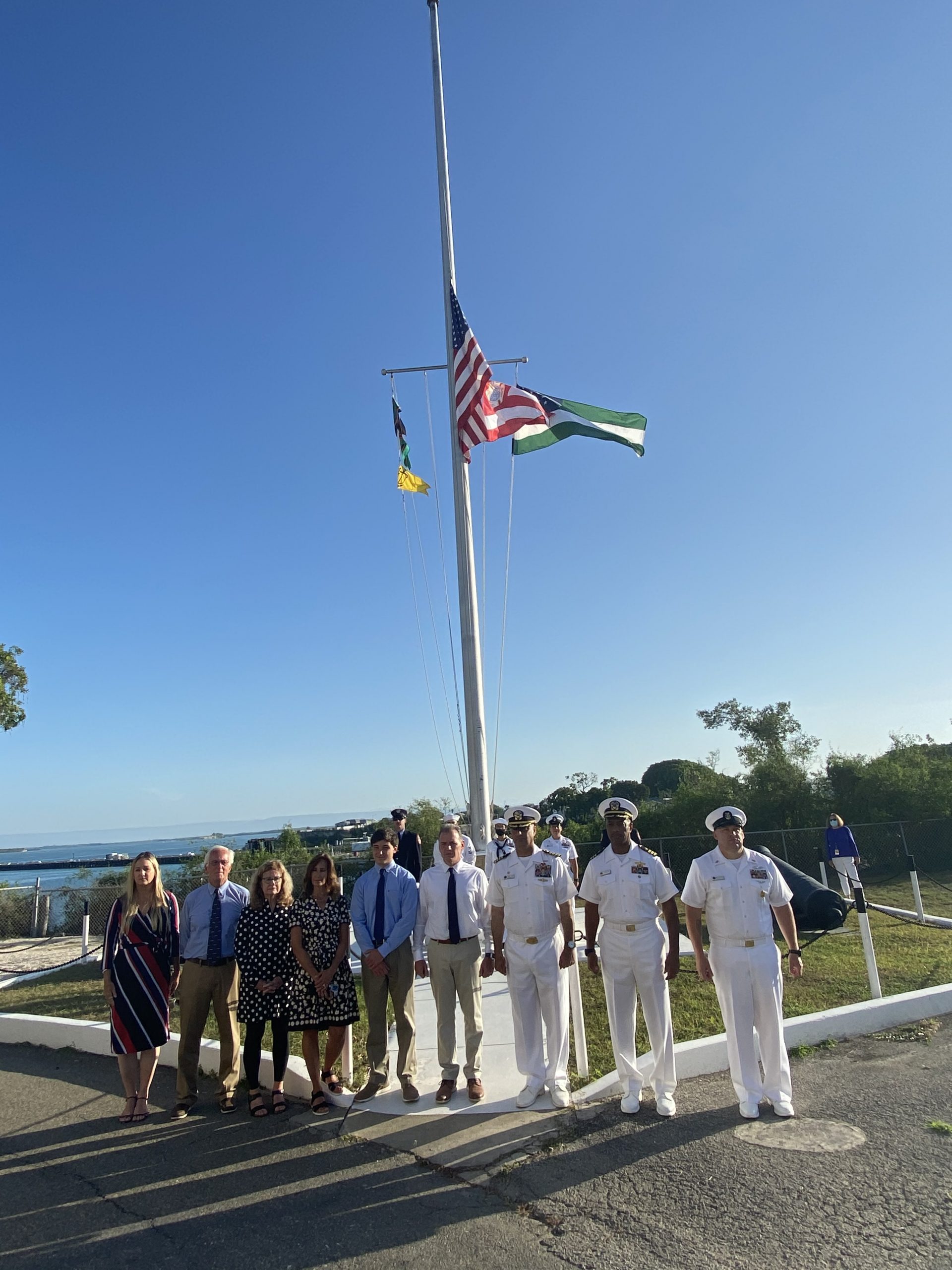 Attendees are seen at the color ceremony in Guantanamo Bay, Cuba, on the 20th anniversary of the 9/11 terrorist attacks.