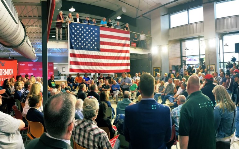 David McCormick at a rally in Lancaster, Pennsylvania.