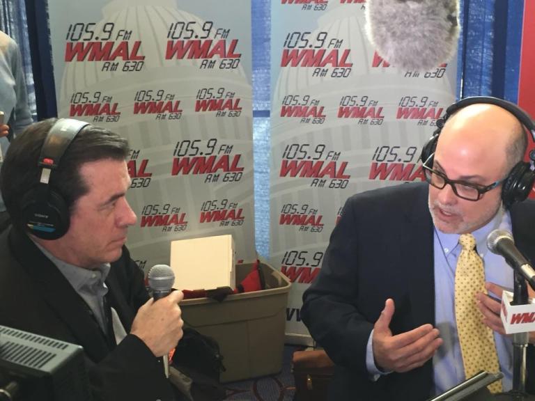 WMAL's Chris Plant, left, and talk show host Mark Levin are two reasons WMAL has surged to the top ratings slot in Washington.