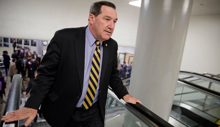 In this April 7, 2017, file photo, Sen. Joe Donnelly, D-Ind., arrives for the confirmation vote for Supreme Court nominee, Neil Gorsuch, on Capitol Hill in Washington.