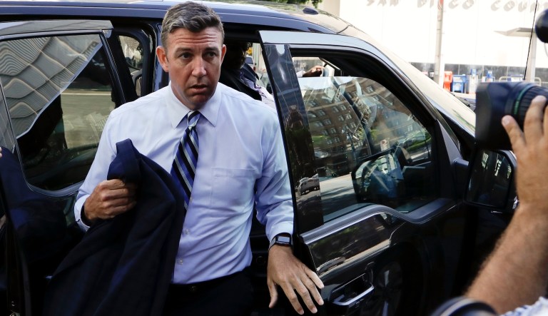 Rep. Duncan Hunter arrives for an arraignment hearing on Aug. 23, 2018, in San Diego.