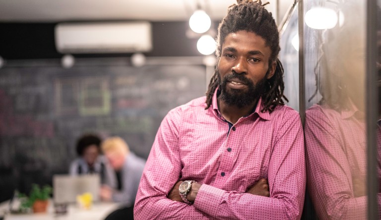 Businessman portrait at modern startup company