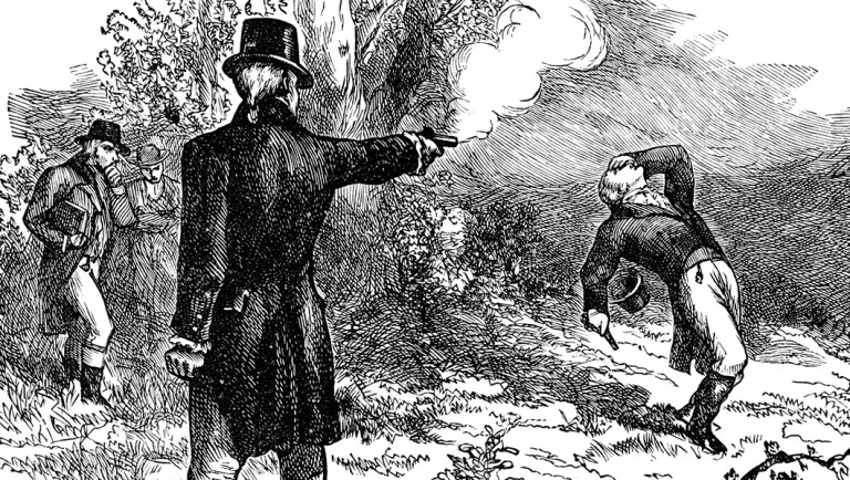 The BurrâHamilton duel was a duel between two prominent American politicians: the former secretary of the treasury, Alexander Hamilton, and sitting vice president, Aaron Burr, on July 11, 1804.