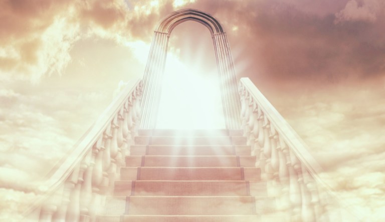 Shot of a stairway and door leading to Heaven