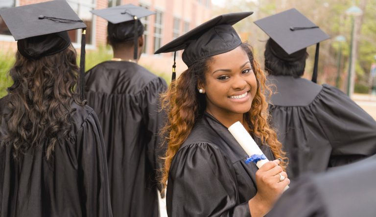 Graduates heading to graduation.