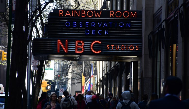 Facade of NBC Studios The Tonight Show entrance in midtown Manhattan.