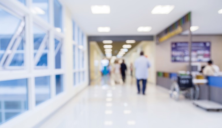 Blurred image of corridor in hospital.