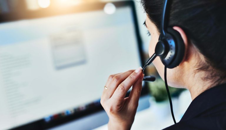 A secretary at a call center.
