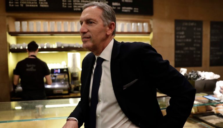 In this image taken on Monday, Feb. 27, 2017, Starbucks CEO Howard Schultz stands at the Princi bakery in Milan, Italy.