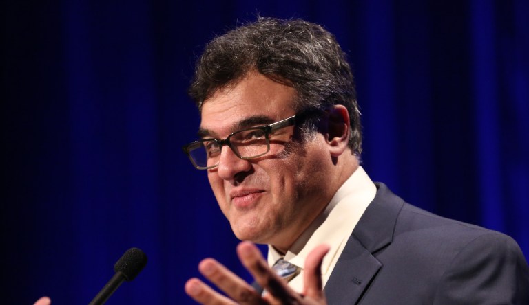 John Kiriakou accepts the First Amendment Award at the PEN Center USA's 25th Annual Literacy Awards Festival at the Beverly Wilshire Hotel on Monday, Nov. 16, 2015, in Beverly Hills, Calif. 