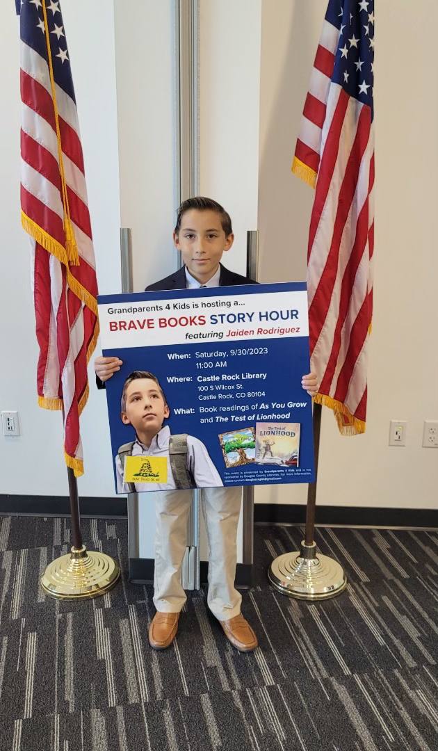 Jaiden Rodriguez, the Colorado middle schooler who is known for standing up for displaying a Gadsden flag patch on his backpack, held a story hour for fellow children to encourage them to also have courage.