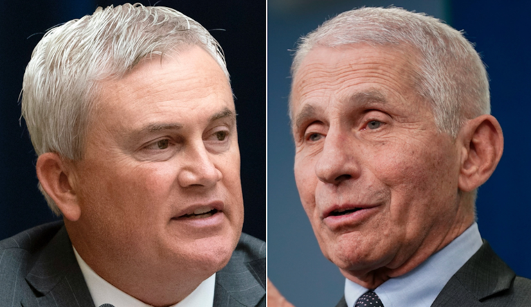 Rep. James Comer (R-KY) (left) and Dr. Anthony Fauci.