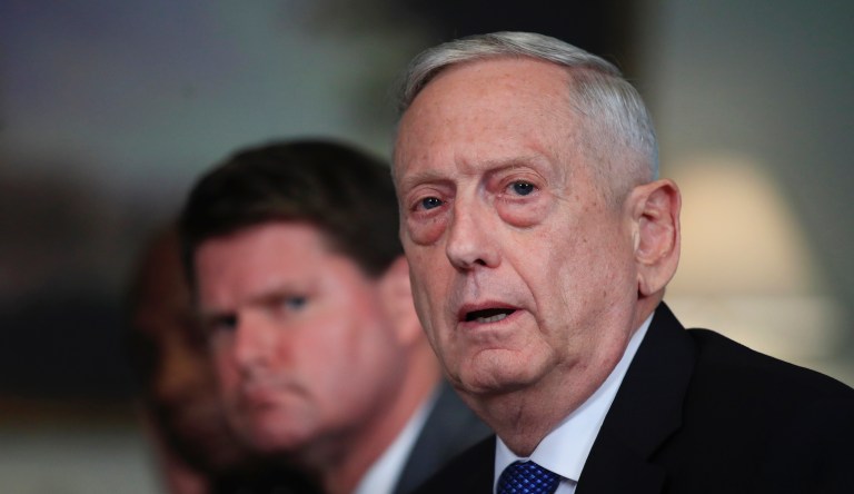 Former U.S. Secretary of Defense Jim Mattis speaks at the Council on Foreign Relations, in New York, Tuesday, Sept. 3, 2019.