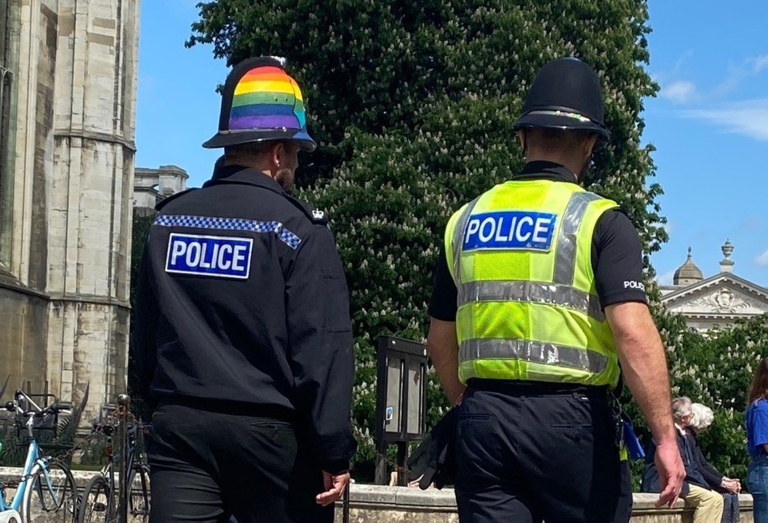 UK officer dons ‘ever so colourful rainbow’ helmet in support of LGBT community
