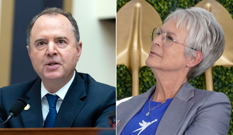 Rep. Adam Schiff (D-CA) and Jamie Lee Curtis.