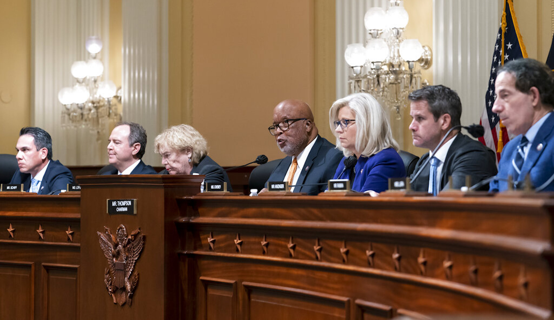 Bennie Thompson,Liz Cheney,Pete Aguilar,Adam Schiff,Zoe Lofgren,Adam Kinzinger,Jamie Raskin