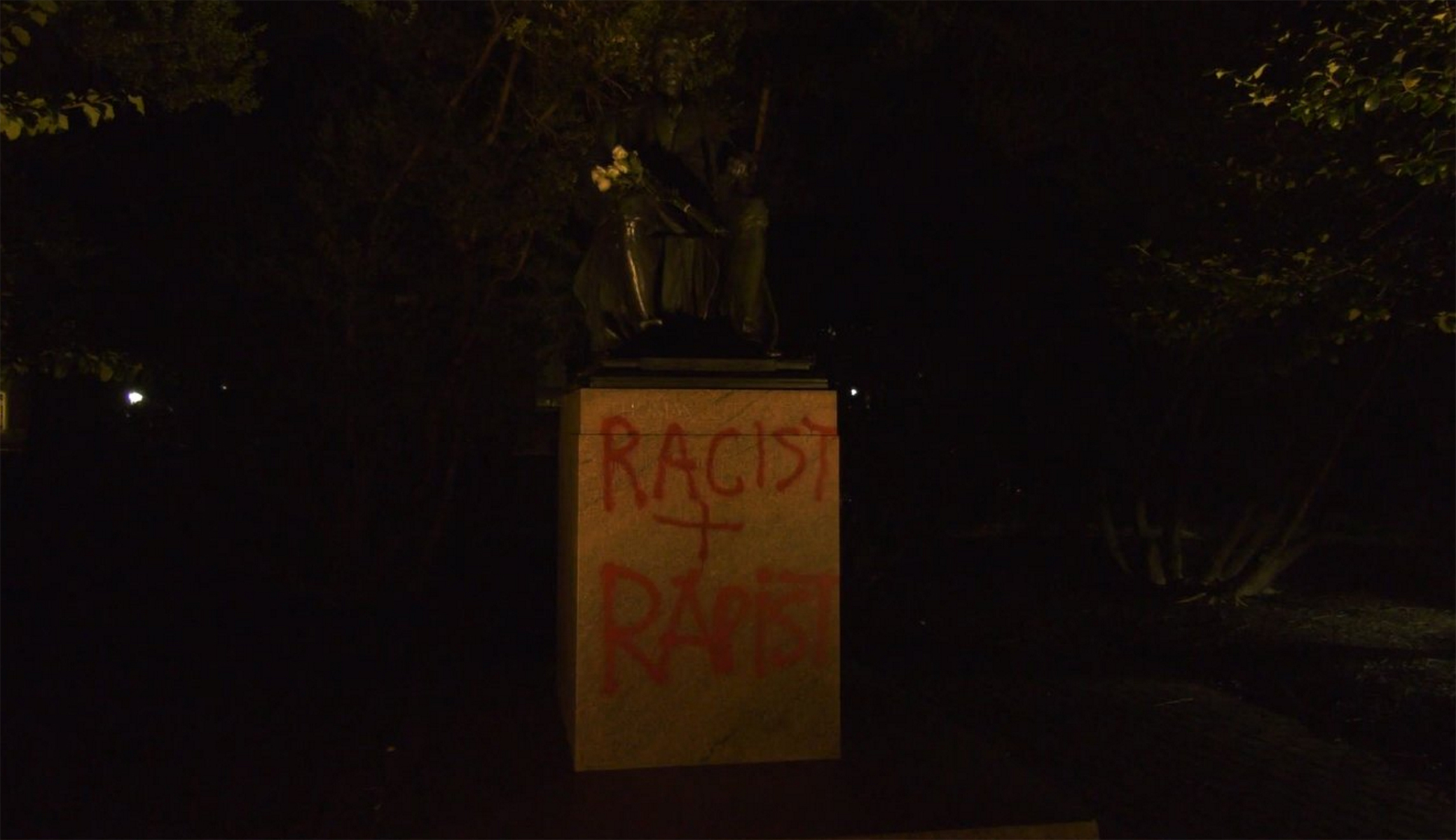 ‘Racist + Rapist’: Thomas Jefferson statue vandalized at UVA
