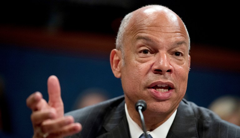 Former Homeland Security Secretary Jeh Johnson testifies to the House Intelligence Committee task force on Capitol Hill in Washington, Wednesday, June 21, 2017, as part of the Russia investigation.