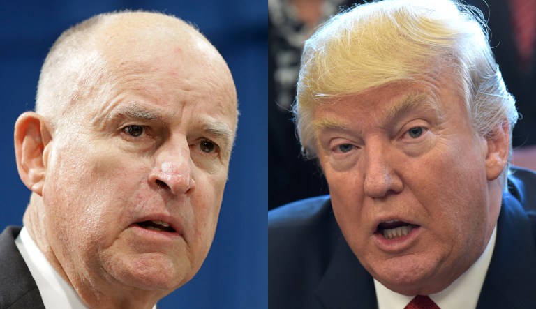 California Gov. Jerry Brown and President Donald Trump.