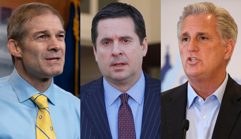 Pictured are Jim Jordan, left, Devin Nunes, center, and Kevin McCarthy, right.