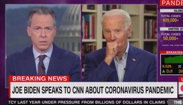 Jake Tapper scolds Biden for coughing into hand: ‘You’re supposed to cough into your elbow’