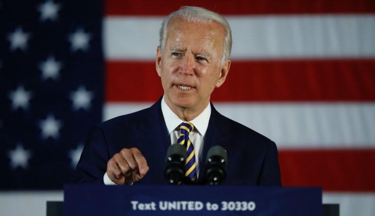 Joe Biden speaks at an event in Darby, Pennsylvania.
