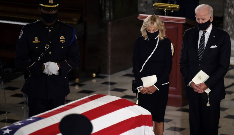 Biden pays respects to Ruth Bader Ginsburg lying in state